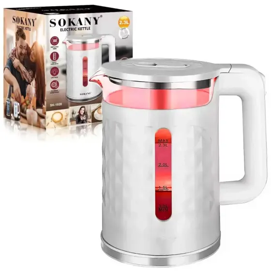 Електричний чайник Sokany SK-1028 2000Вт 2.3 л з індикатором, підтримкою температури 70 ° C, 360 ° о Київ