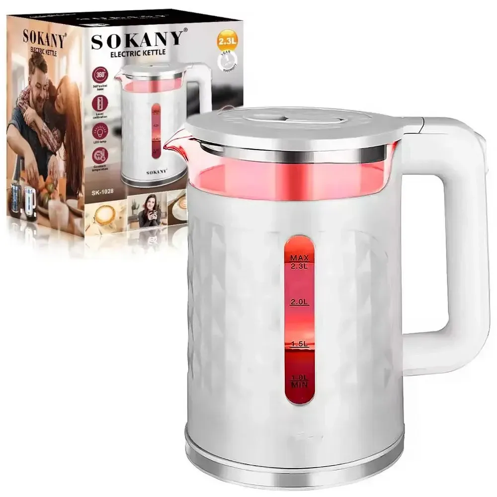 Електричний чайник Sokany SK-1028 2000Вт 2.3 л з індикатором, підтримкою температури 70 ° C, 360 ° основа Одеса - фото 5