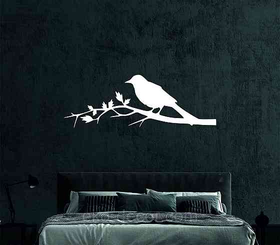 Декоративне настінне Панно «Пташка. Грач на гілці», Декор на стіну 110*38 см, Білий Київ