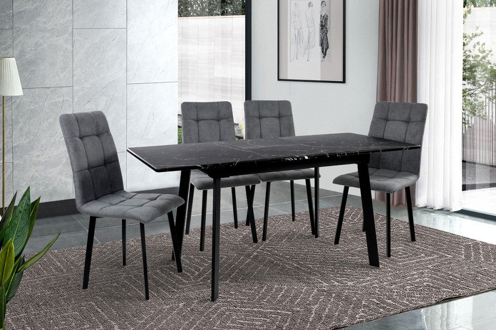 Стіл Етна 120(+40)*75 чорний метал/мрамор чорн Киев - изображение 7