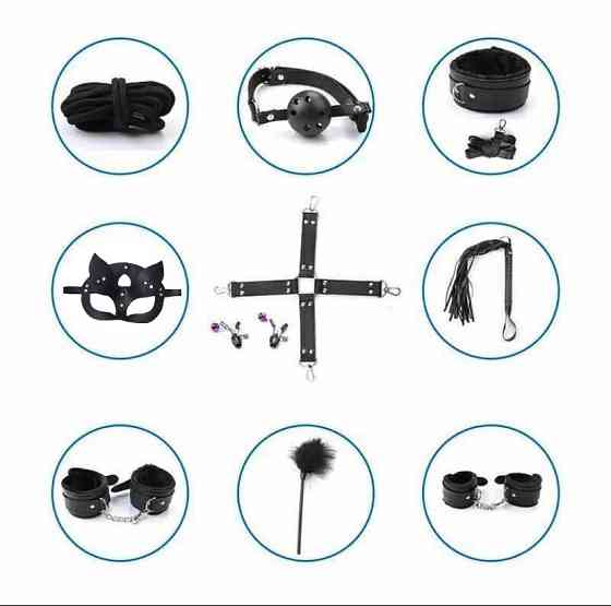 БДСМ набір (Бандажний набір) з 10 предметів - Чорний - Садо-мазо Вінниця