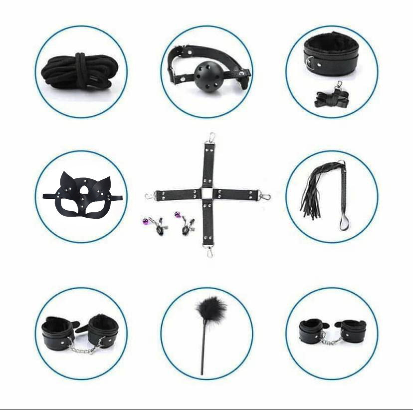 БДСМ набір (Бандажний набір) з 10 предметів - Чорний - Садо-мазо Вінниця - фото 2