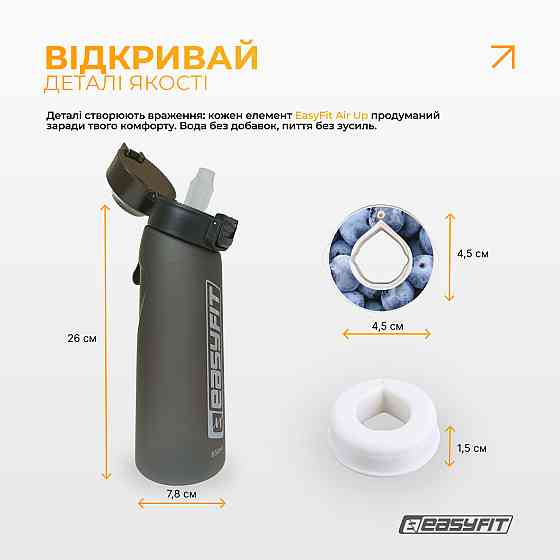 Спортивна пляшка для води зі смаками EasyFit Air Up (7 ароматизованих капсул у комплекті), 650 мл Коломия