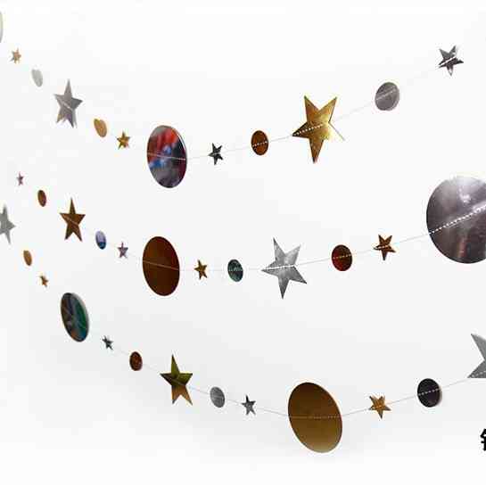 Гірлянда зірочки та кружки на нитці 4 м золотисто-сріблястий Київ