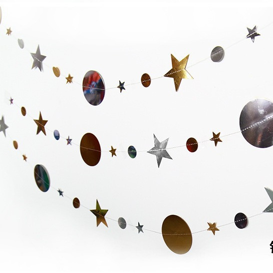 Гірлянда зірочки та кружки на нитці 4 м золотисто-сріблястий Київ - фото 2
