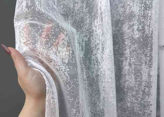 Короткий тюль жакард, висотою 2м, колір білий з капучино 1940т Київ