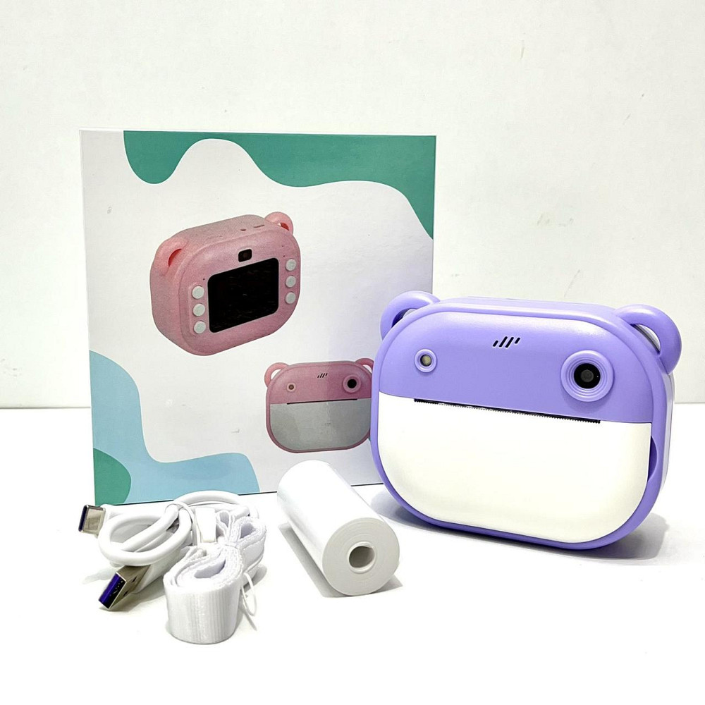 Фотоапарат-принтер фронтальна камера чб друк USB-кабель 2 рулони термопапери звук фото відео ігри SD роз'єм Фіолетовий (C 66631) Чернігів - фото 3