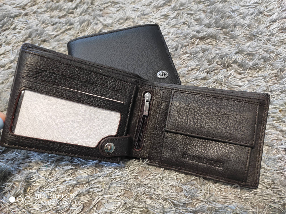 Удобный мужской портмоне без застежки коричневого цвета ST Leather Киев - изображение 5