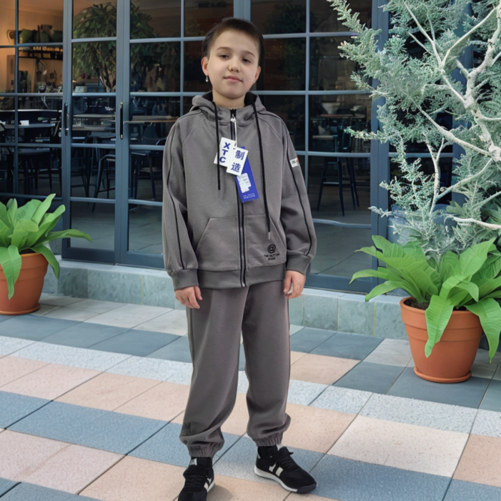 Спортивный костюм для мальчика подростка на молнии в сером цвете на 9,10,11,12 лет Николаев - изображение 2