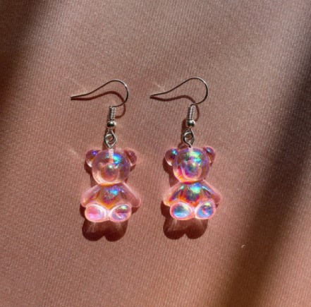 Серьги мармеладные мишки розовые - размер мишки 2,3*1,8см, смола Киев - изображение 1