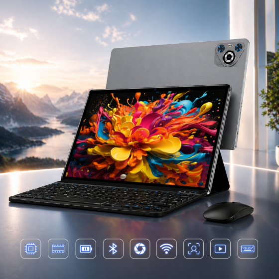 Планшет TAB30 10.1" (22/128GB) Android 14 Gray: 8-ядерний процесор, 8000mAh, Widevine L1 + Клавіатура та Миша Київ