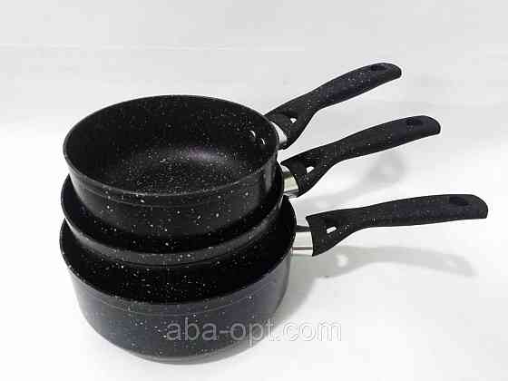 Набор сотейников Стон гранитное антипригарное покрытие V 1.3\2\2.6 л Ø 16\18\20 см ( 3 шт ).Aba-Opt Одесса