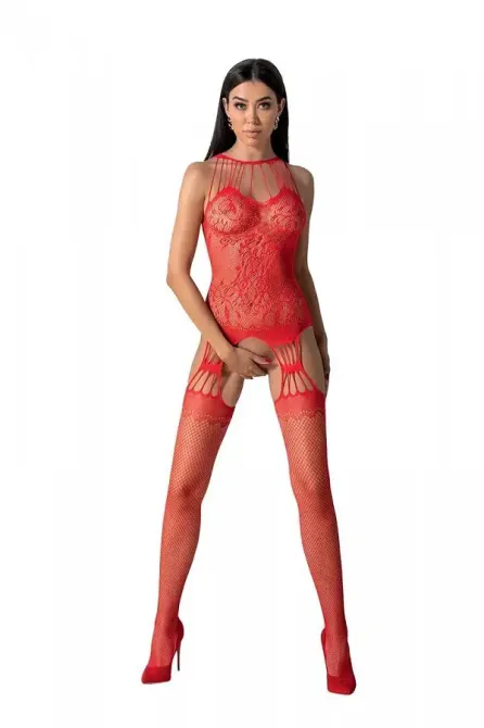Бодістокінг з безліччю бретелей Passion BS095 One Size, red, імітація пояса та панчіх, з доступом Львів - фото 1