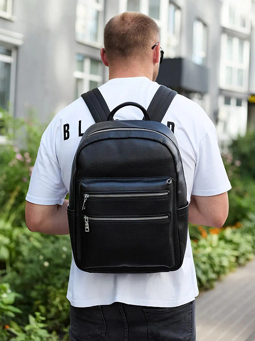 Міський чоловічий рюкзак з натуральної шкіри, практичний рюкзак-портфель для хлопця, чоловіка Tiding Київ - фото 2