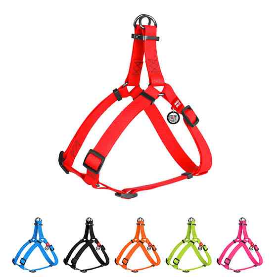 Шлея для собак водостійка WAUDOG Waterproof, з QR паспортом, металева пряжка-фастекс, Ш 25 мм, Дов 60-90 см червоний Київ