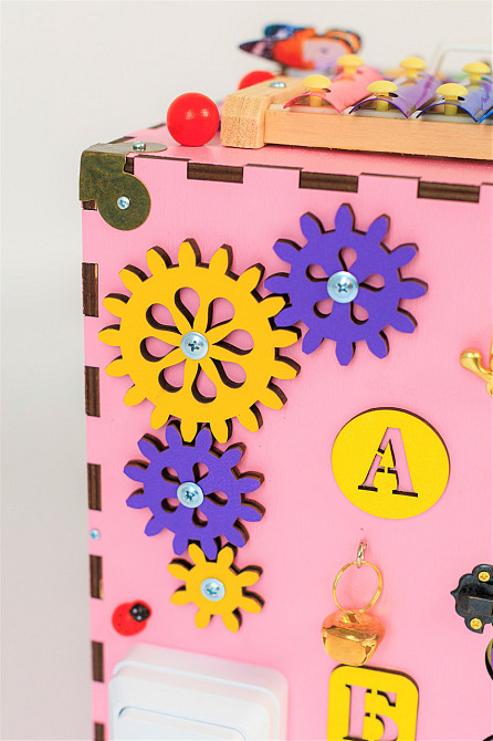 Розвивальний дитячий куб Бізікуб 30*30*30 Бізикуб із фанери рожевий Бізіборд Тернопіль - фото 9