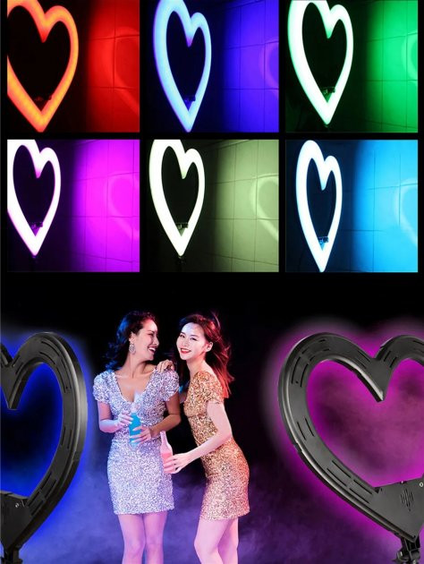 Кольцевая РГБ лампа MJ26 в форме сердца LED RGB 26 см Киев - изображение 7