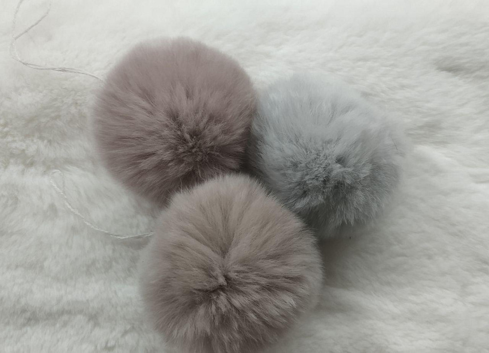 Хутряний бубон на шапку з кролика Rex Какао Харків - фото 3