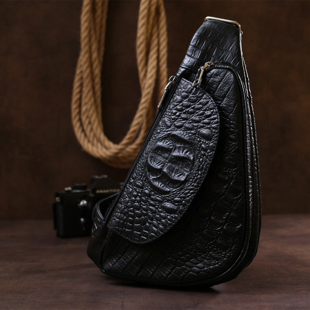 Мужская сумка из натуральной кожи через плечо Черный (Vintage) Киев - изображение 2