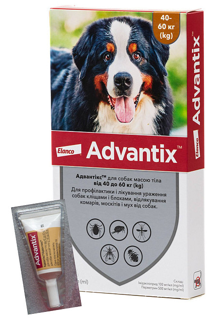 Капли Адвантикс для собак весом 40-60 кг 6,0 мл 1 пипетка Elanco Винница - изображение 1