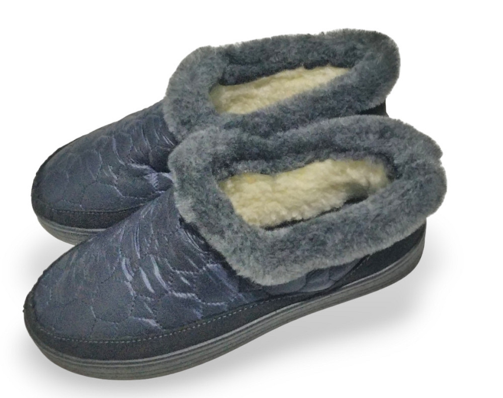 Капці жіночі із задником на овчині бабці теплі жіночі сині Одеса - фото 3