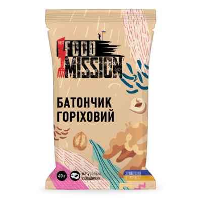 Батончик Food Mission Ореховый 40 г (fm.30276) Винница