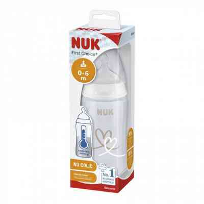 Бутылочка для кормления Nuk First Choice Plus Сердца 300 мл Бежевая (3952398) Винница