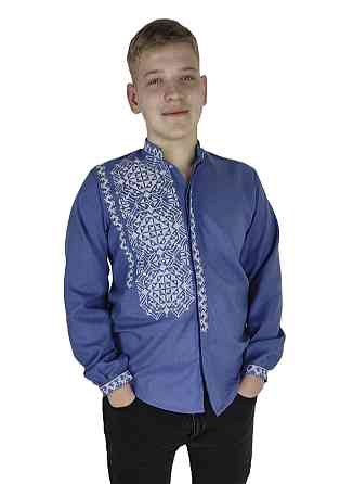 Молодіжна чоловіча натуральна вишиванка на ґудзиках Київ