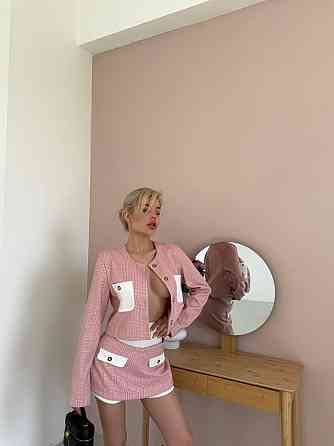 Женский спелый костюм тройка клетка шерсть; шорты вавилка Пудра, 44/46 Одесса