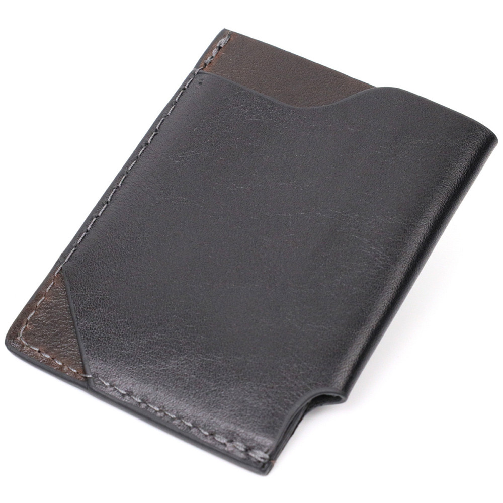 Стильний картхолдер з утримувачем для Apple AirTag з натуральної шкіри GRANDE PELLE 11610 Чорний Київ - фото 2