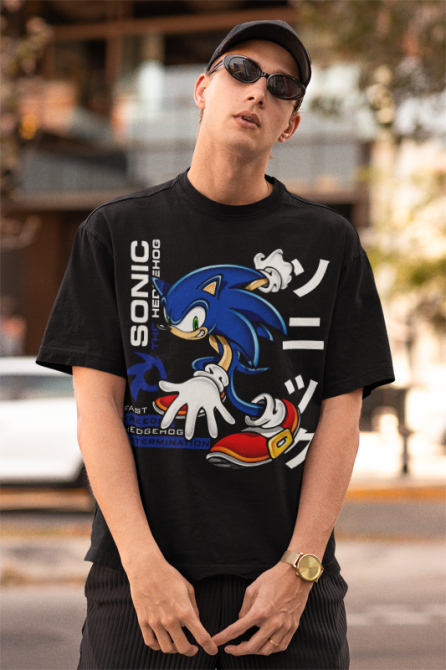 Футболка з аніме принтом Схадов Хедгехог Хероес Сонік оверсайз (S/M/L) Чорний AnimeJ0093 Дніпро - фото 3