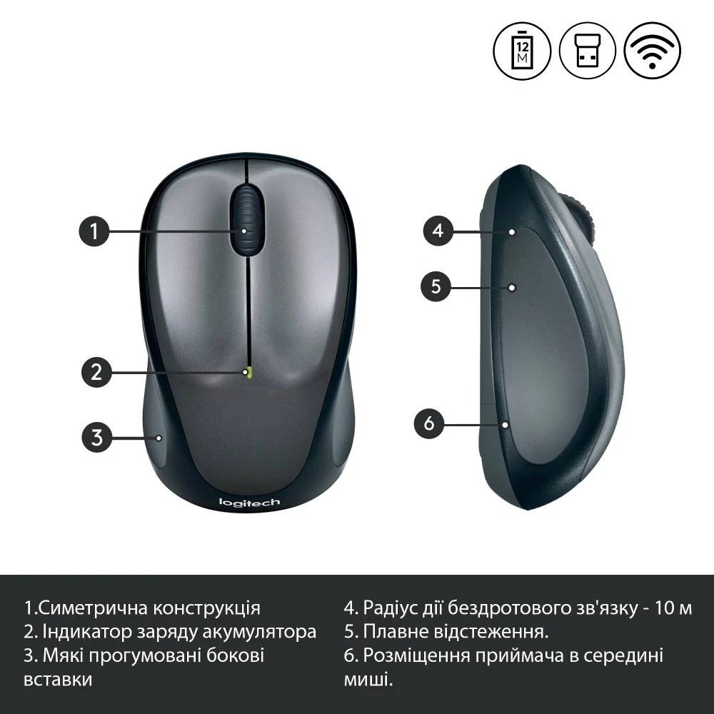 Миша бездротова Logitech M235 Grey (910-002201) Сірий Харків - фото 2