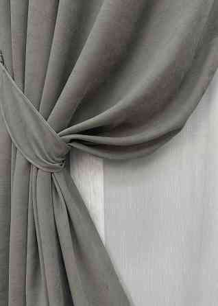 Комплект штор VR-Textil Микровелюр Petek 100х270 2шт и Тюль 400х270 1702ш-1153т Серый с белым 71-056/2 Киев
