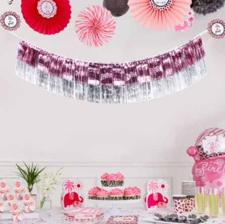 Гирлянда из дождика для фотозоны 175 на 35 см розово-серебристый Киев - изображение 3