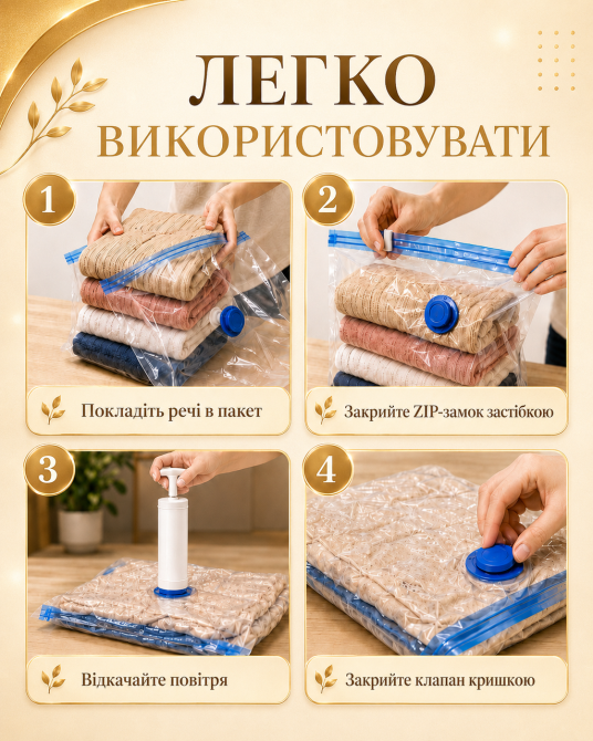 Вакуумные пакеты 12 шт 1 ручной насос для компактного хранения в шкафу, гардеробной и небольшой квартире, для одежды и вещей Каменец-Подольский - изображение 10