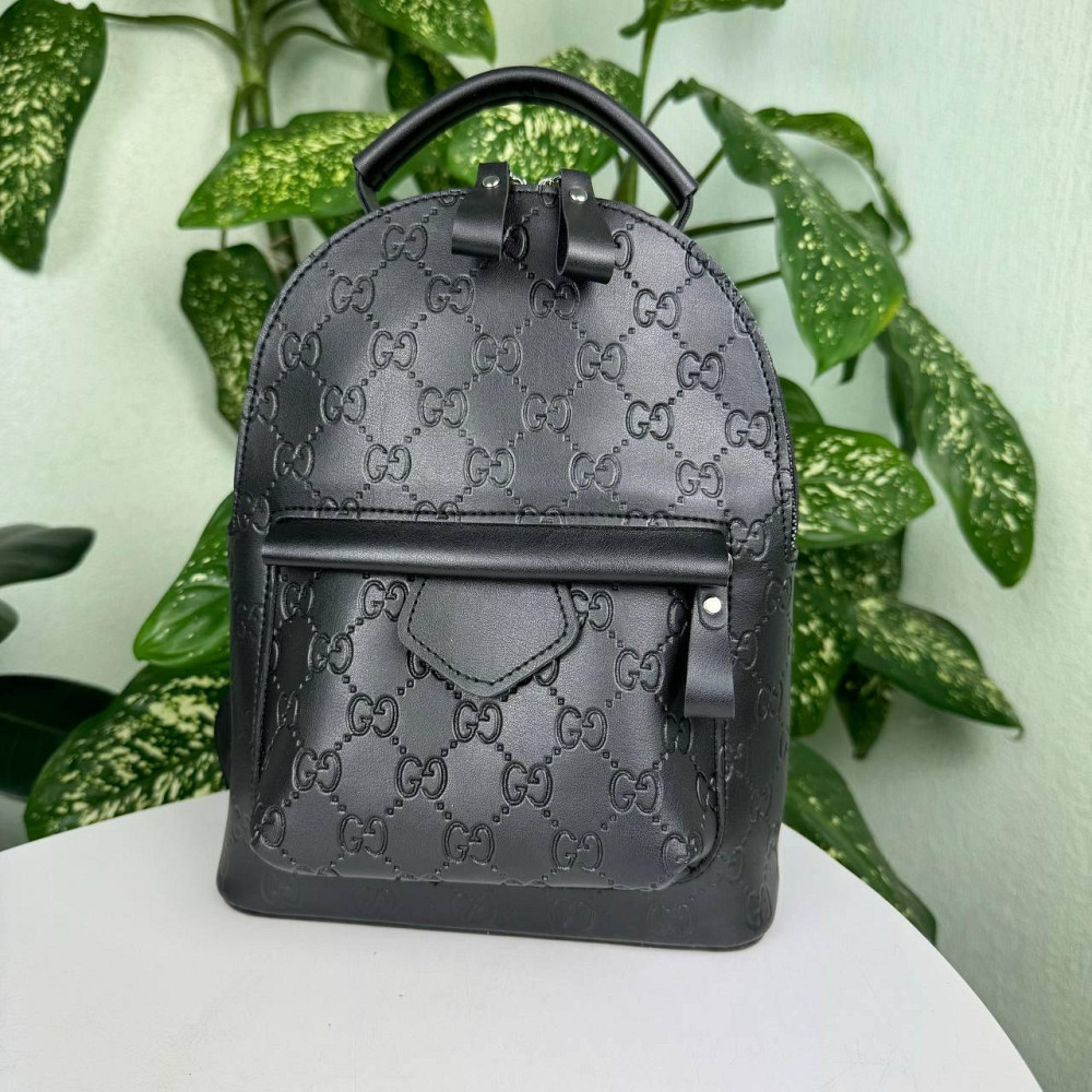 Жіночий міні рюкзак сумка стиль Gucci з тисненням чорний, маленький рюкзачок ( 28024 ) Харків - фото 1