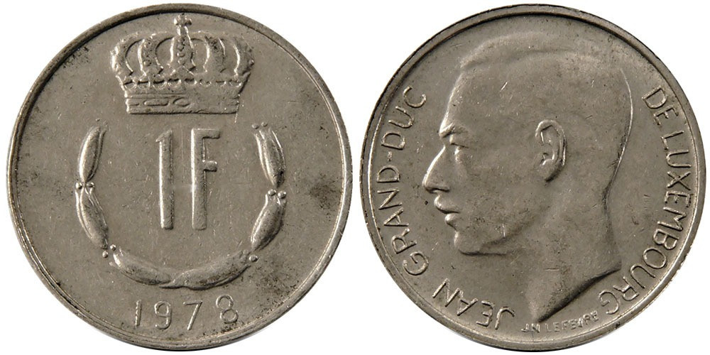 Монета 1 франк. 1978 год, Люксембург. Полтава - изображение 1