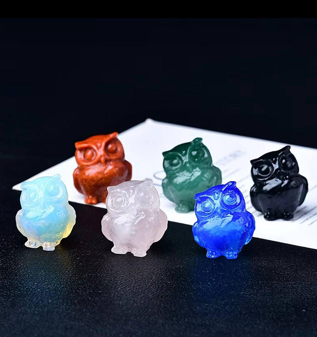 Фігурка сови з каменю гранат 3.5 см, декоративна статуетка сова, талісман мудрості Київ - фото 2