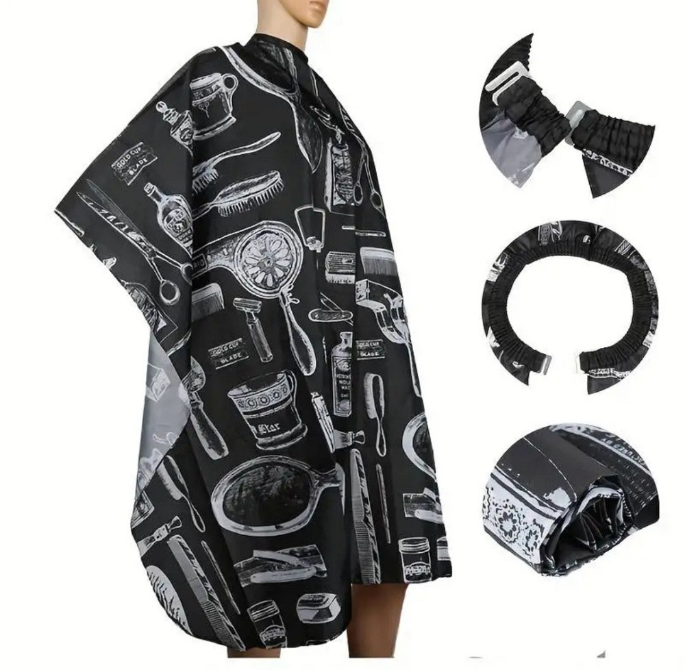 Парикмахерская накидка для стрижки и покраски 110 на 140 см черный Киев - изображение 2