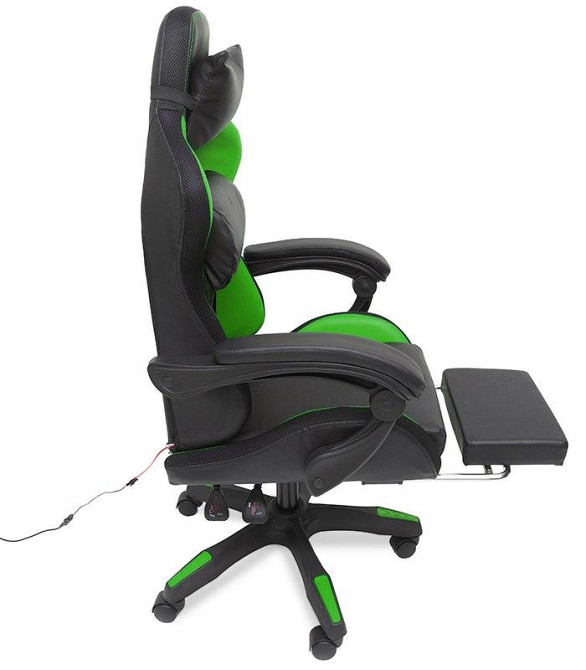 Крісло геймерське комп'ютерне з підсвіткою ігрове ергономічне посилене з функцією масажу та підставкою для Синій Львів - фото 6