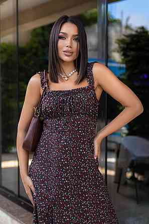 Літня жіноча сукня міді "Bella" | Батал Шоколадний, 54-56 Київ