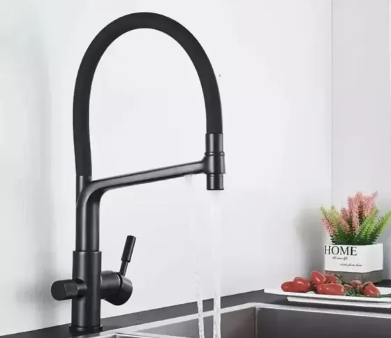 Змішувач для кухні з під'єднанням під фільтр MIXXUS PREMIUM BAROLO 021 чорний з підставкою (MI5927) Чернівці