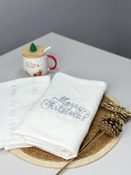 Подарунковий набір рушників Ideal Textile з вишивкою Merry Christmas 50х90 см 2 шт (56860962) Чернівці - фото 6