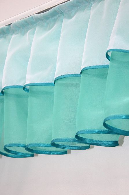 Кухонный комплект VR-Textil № 00к шторки с ламбрекеном белый с бирюзовым 200х170 см (59-818) Киев - изображение 4