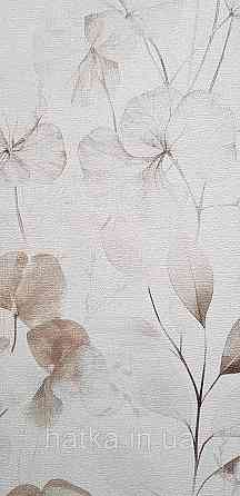 Обои виниловые на флизелине Rasch County Living метровые листья ветки цветы прованс коричневые серые на белом Киев
