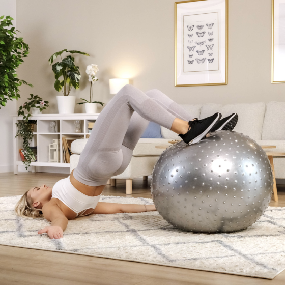 Фітбол масажний Hop-Sport 65см сріблястий + насос Київ