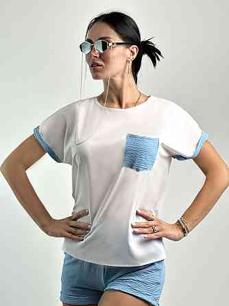 Стильний костюм з шортами "Florence" оптом | Розпродаж моделі Блакитний, 46 Київ