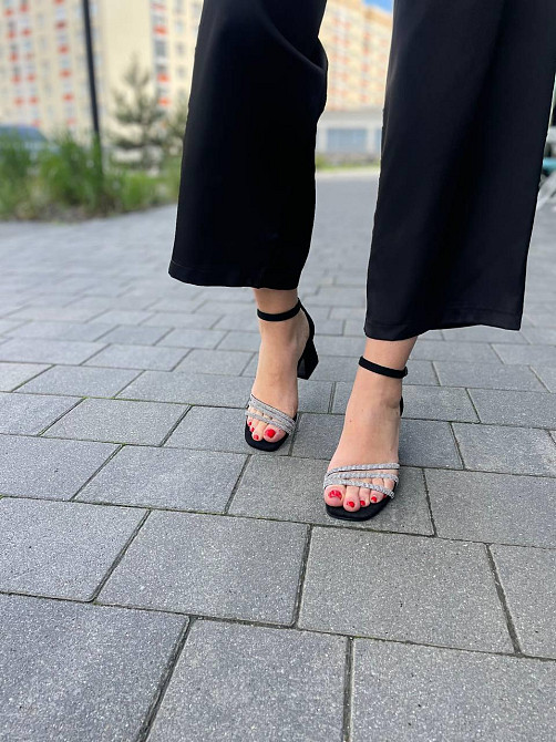 Meideli Стильні чорні босоніжки літні на підборах молодіжні зі штучної замші MEIDELI H008H-6 р. Киев - изображение 7