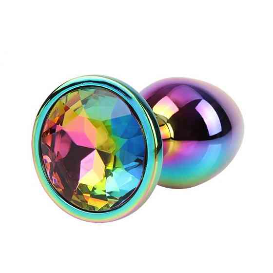 Анальна пробка із кристалом Chisa Matrix Mont Rainbow Gem, металева, різнокольорова, 7 х 2.7 см Sex Aura Київ
