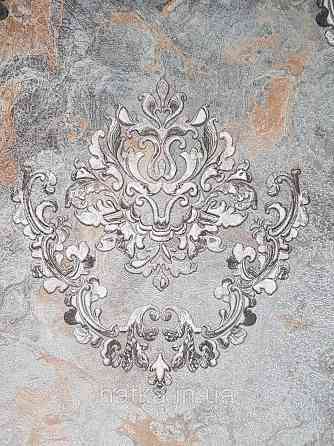 Шпалери вініл на флізеліні гарячого тиснення DU&KA Voyage 1.06х10 вензель основа під штукатурку сірі коричневі Київ